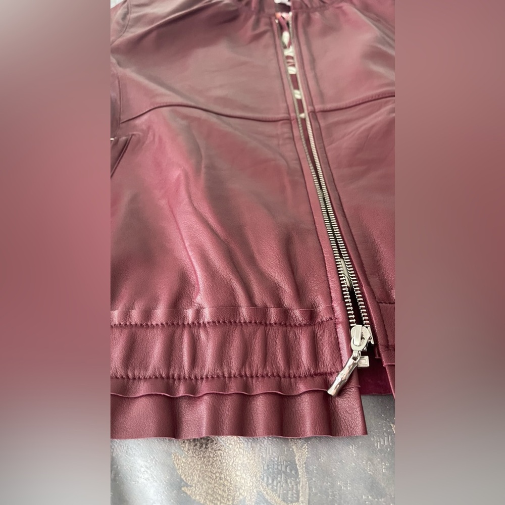 New Genuine Leather Tommy Bahama Burgundy Woman Jacket Full Zip - Picture 9 of 16